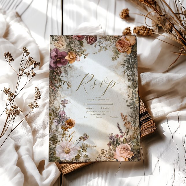 Art Nouveau Viktorianisch Royal Floral Wedding RSVP Karte (Von Creator hochgeladen)