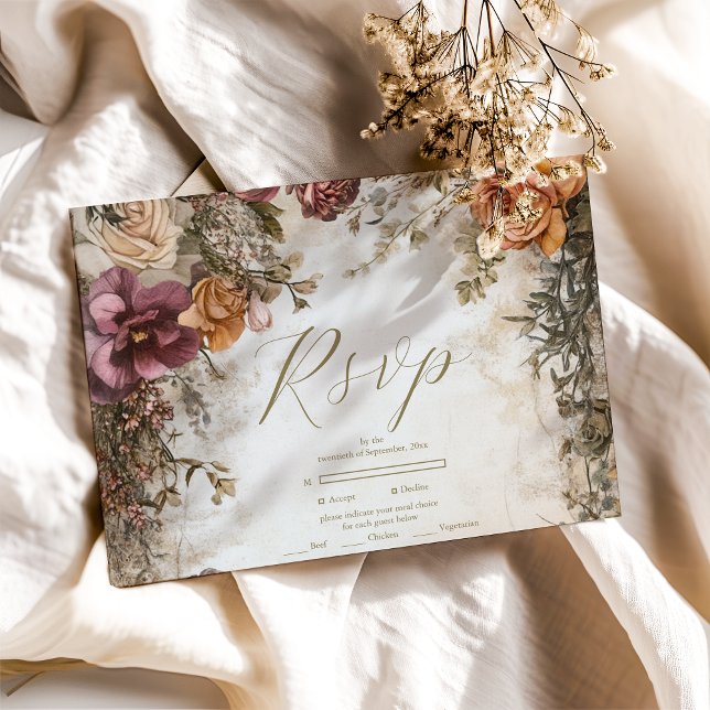 Art Nouveau Viktorianisch Royal Floral Wedding RSVP Karte (Von Creator hochgeladen)