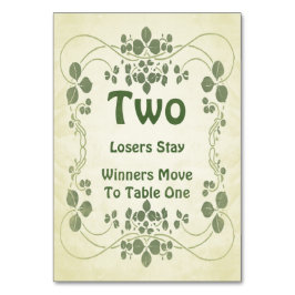 Art Nouveau Vintag #2 Bunco Table Card Tischnummer