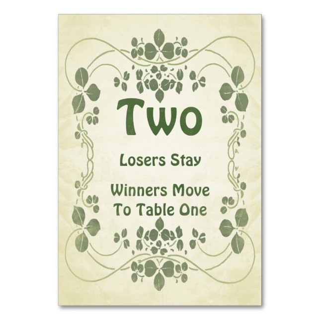 Art Nouveau Vintag #2 Bunco Table Card Tischnummer (Vorderseite)