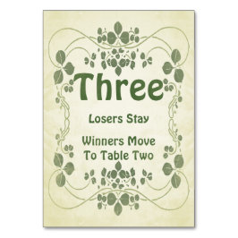 Art Nouveau Vintag #3 Bunco Table Card Tischnummer