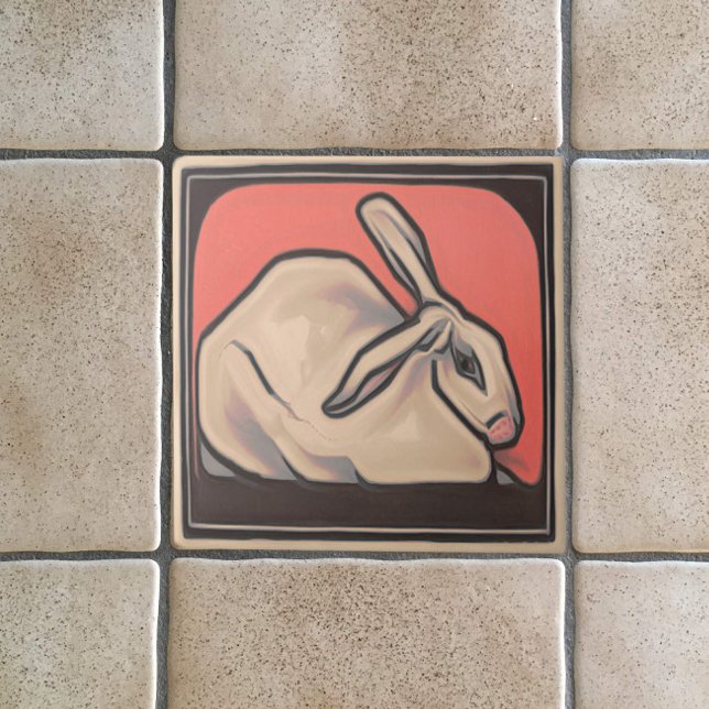 Art Nouveau Vintag Bunny Rabbit Tierthema Fliese (Von Creator hochgeladen)