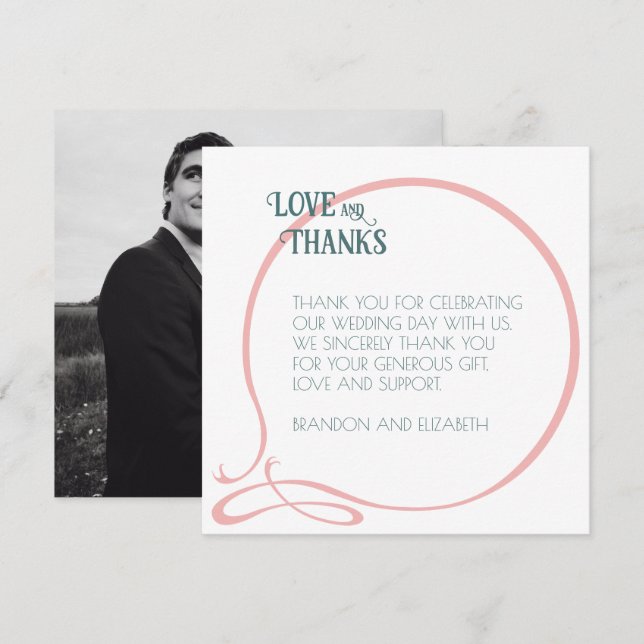 Art Nouveau Vintag Pink Butterfly Hochzeitssemble  Dankeskarte (Vorne/Hinten)