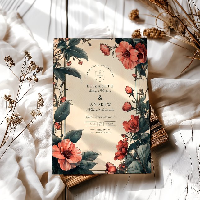 Art Nouveau Vintage Blumenhochzeit Einladung (Von Creator hochgeladen)