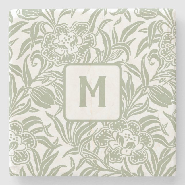 Art Nouveau Vintage Botanical Floral Pattern  Steinuntersetzer (Vorderseite)