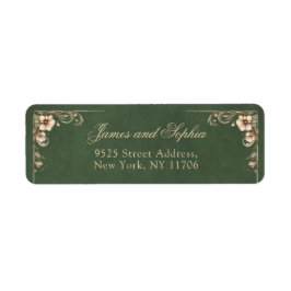 Art Nouveau Vintage Emerald Wedding Address Label