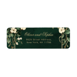 Art Nouveau Vintage Emerald Wedding Return Address