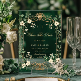 Art Nouveau Vintage Fantasy Gold Save the Date Acryleinladungen