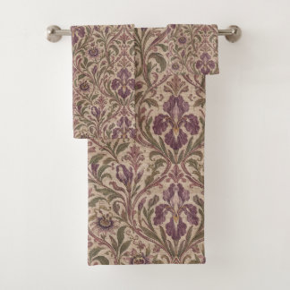 Art Nouveau vintage Iris & Passionflower Damask Badhandtuch Set