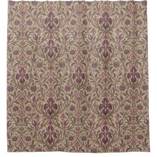 Art Nouveau vintage Iris & Passionflower Damask Duschvorhang