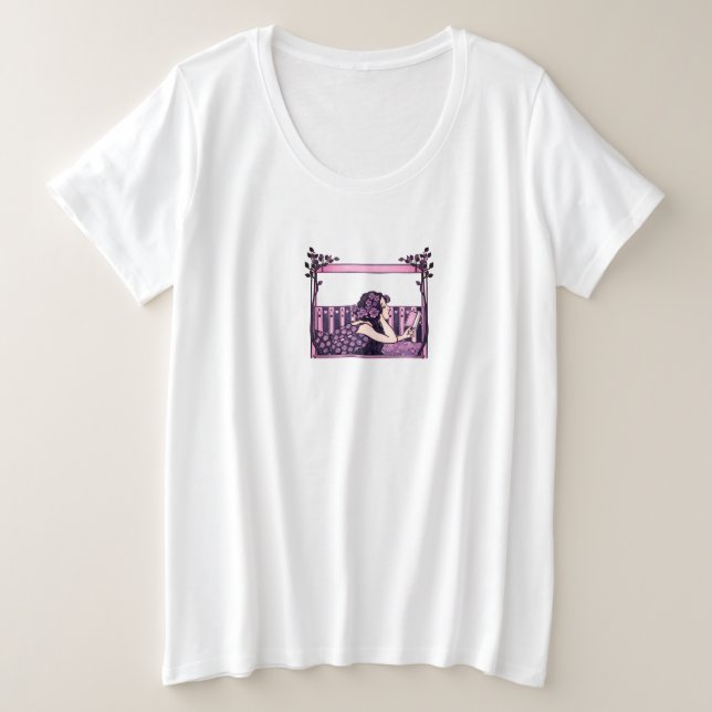 Art Nouveau Vintage reader Große Größe T-Shirt (Design vorne)