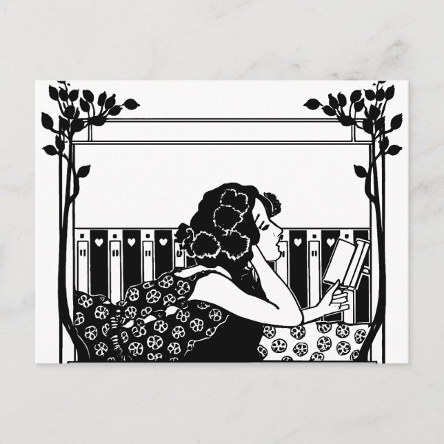 Art Nouveau Vintage reader Postkarte (Vorderseite)