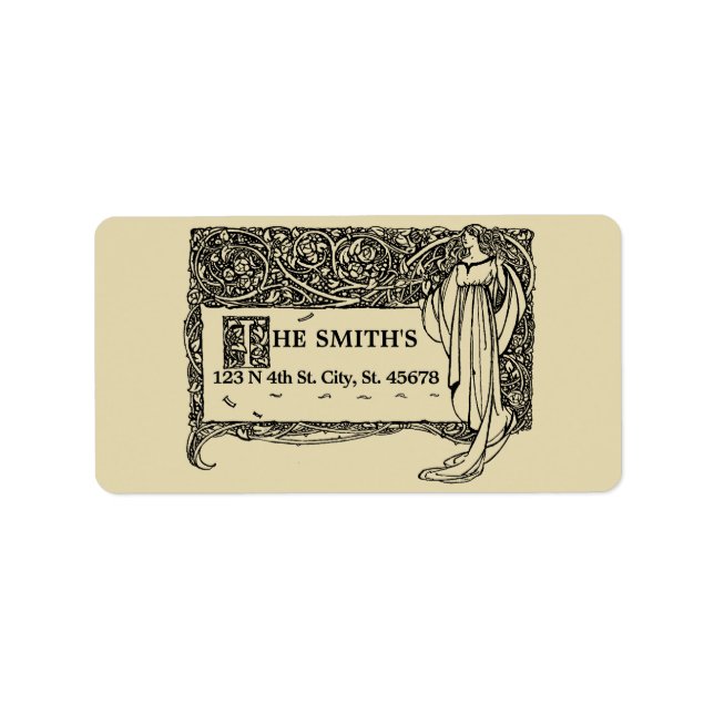 Art Nouveau Vintage Rose Bush Grenze Adressaufkleber (Vorne)