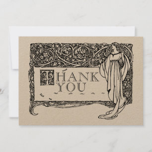 Art Nouveau Vintage Rose Bush Grenze Dankeskarte