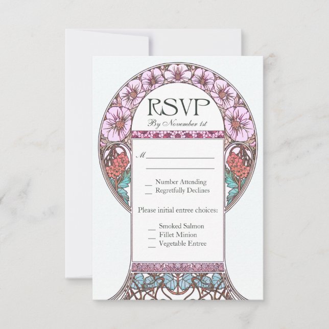 Art Nouveau Vintage UAWG Wedding Cards RSVP Karte (Vorderseite)