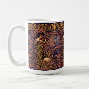 Art Nouveau Violinistin in Blüten – Vintage Floral Kaffeetasse