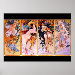Art Nouveau vivid colors 4 Seasons Women   Poster