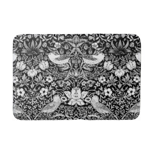 Art Nouveau-Vögel- und Blumengobelin, Schwarz & We Badematte