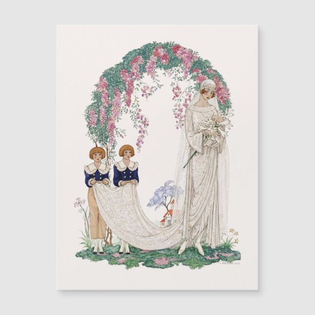 Art Nouveau Wedding Illustration – Vintage Bridal  Magnetkarte (Vorderseite)