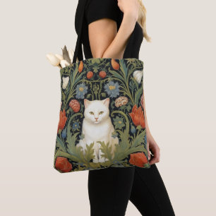 Art nouveau weiße Katze im Garten