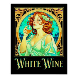 Art Nouveau Weißer Wein Poster