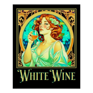 Art Nouveau Weißer Wein Poster