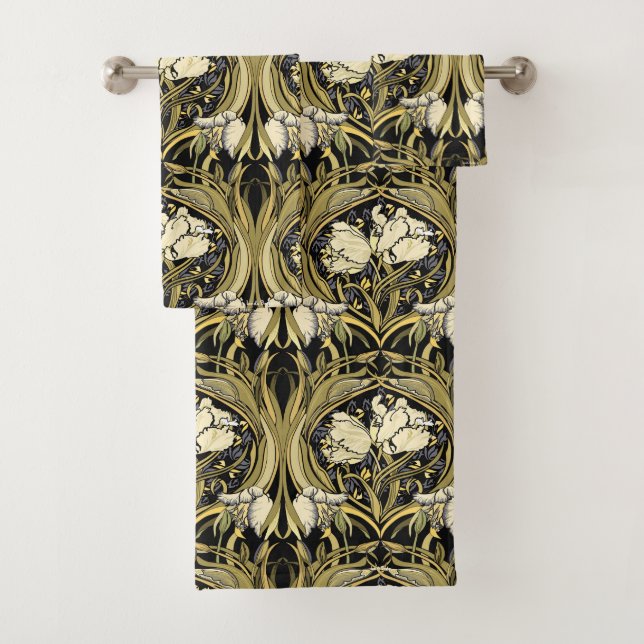 Art Nouveau White Tulips Badhandtuch Set (Insitu)