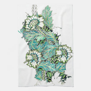 Art nouveau william morris anenome floral geschirrtuch