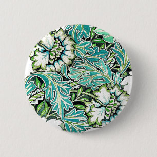 Art Nouveau William morris bluemische Darstellung Button
