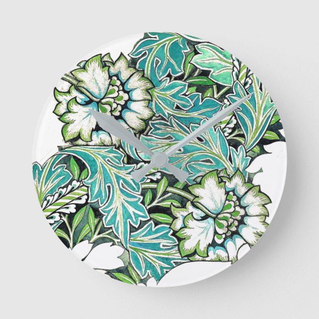 Art Nouveau William morris bluemische Darstellung Runde Wanduhr (Vorderseite)