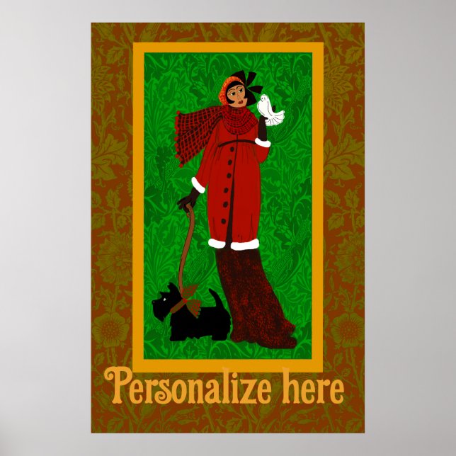 Art Nouveau William Morris Happy Holidays Retro Poster (Vorne)