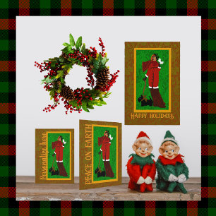 Art Nouveau William Morris Happy Holidays Retro Poster