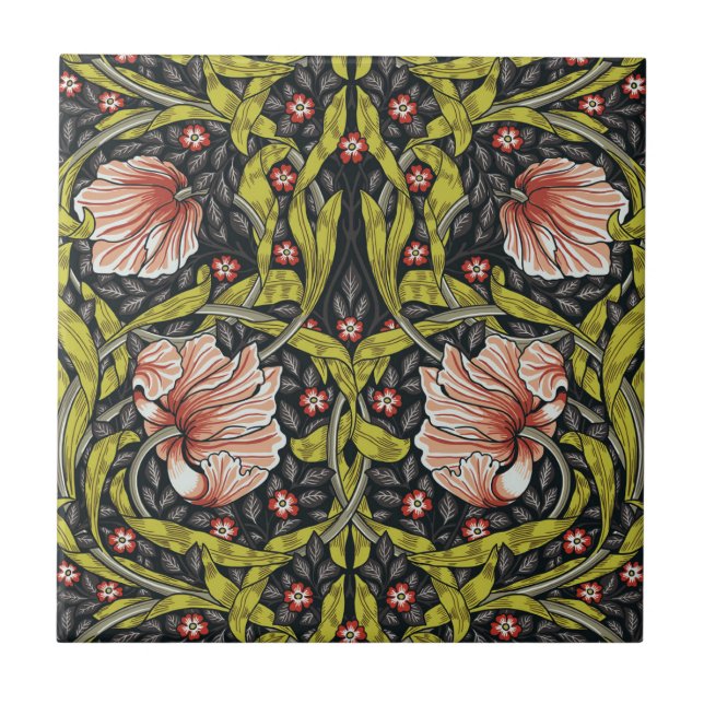 Art Nouveau, William Morris Pimpernell Blumendesig Fliese (Vorderseite)