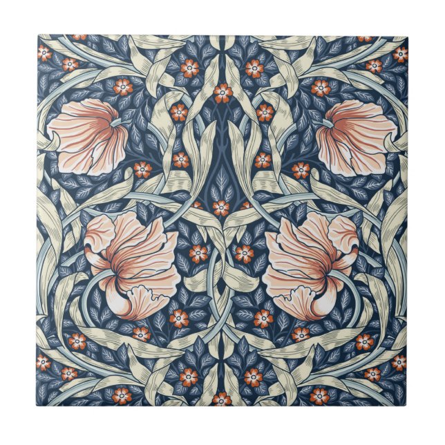 Art Nouveau, William Morris Pimpernell Blumendesig Fliese (Vorderseite)