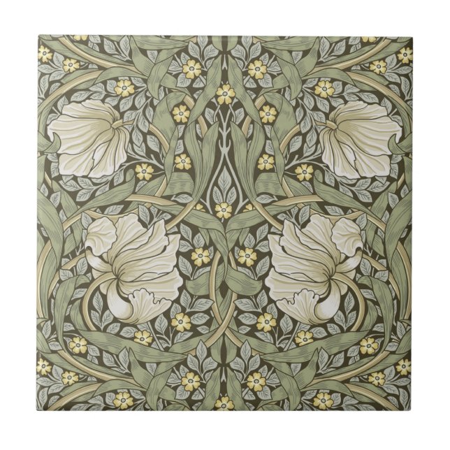 Art Nouveau, William Morris Pimpernell Blumendesig Fliese (Vorderseite)