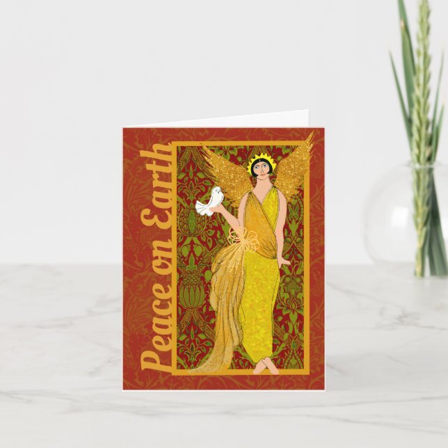 Art Nouveau William Morris Retro Weihnachtskarte Dankeskarte (Vorderseite)