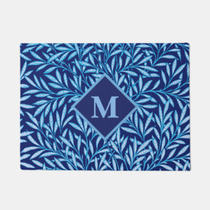 Art Nouveau Willow mit Monogram, Cobalt Blue Fußmatte