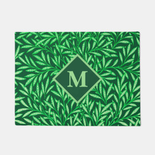 Art Nouveau Willow mit Monogram, Emerald Green Fußmatte