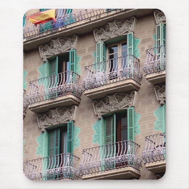 Art Nouveau Windows - Barcelona, Spanien Mousepad (Vorne)
