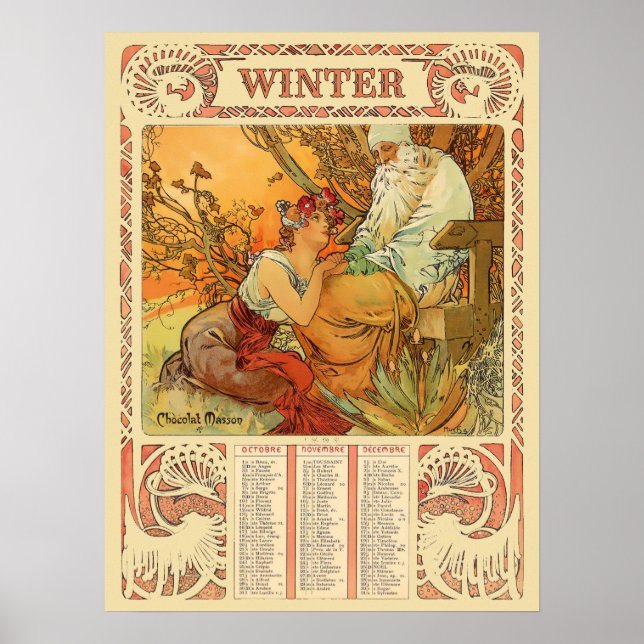Art Nouveau Winterkalender aus der viktorianischen Poster (Vorne)