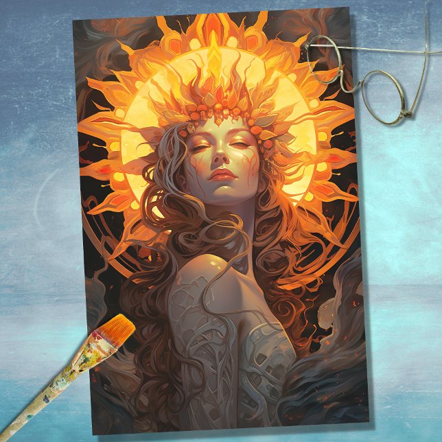 Art Nouveau Woman als Sun 1 Decoupage Paper Seidenpapier (Von Creator hochgeladen)