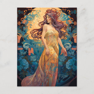 Art Nouveau Woman Fantasy Art Posta Postkarte