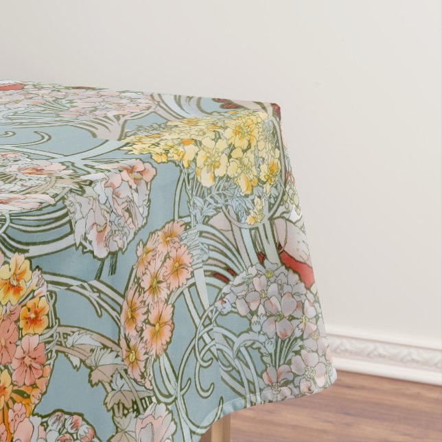 Art Nouveau Woman & Floral Pattern by Mucha Tischdecke (Beispiel)