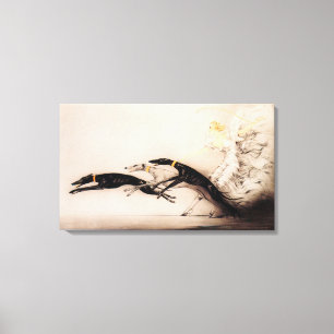 Art Nouveau Woman Greyhounds Louis Icart Leinwanddruck