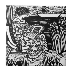 Art Nouveau Woman Lesen Fliese