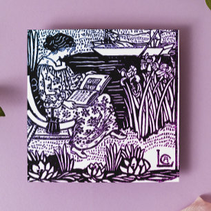 Art Nouveau Woman Lesen Glasuntersetzer