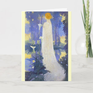Art Nouveau Woman mit Calla Lilies Karte
