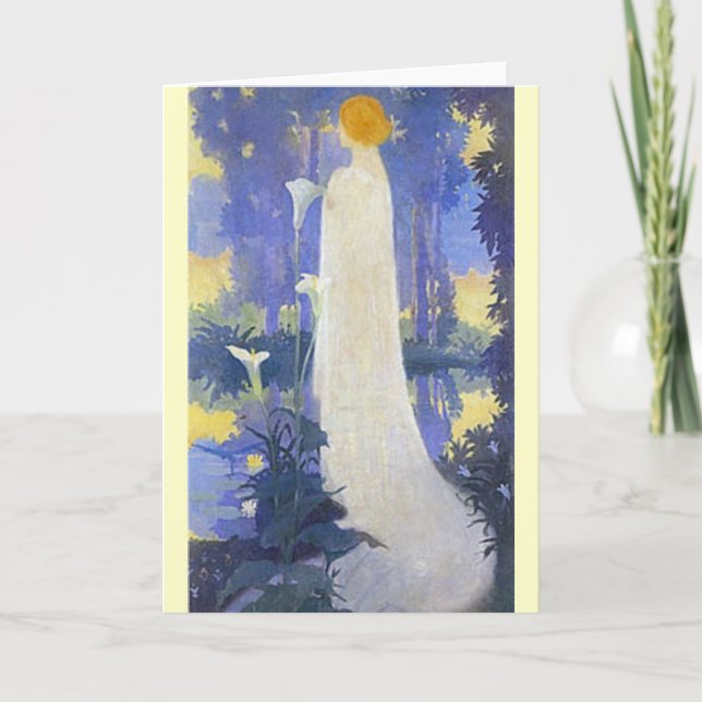 Art Nouveau Woman mit Calla Lilies Karte (Vorderseite)