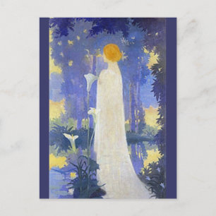 Art Nouveau Woman mit Calla Lilies Postkarte
