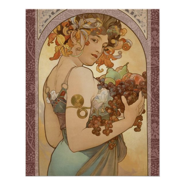 Art Nouveau Woman Mucha Beautiful Poster (Vorderseite)